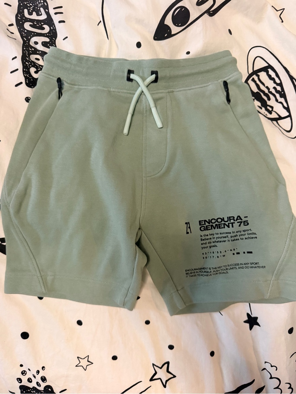 Boys Sage Green Athletic Drawstring Shorts